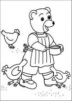 coloriage maman ours donne du grain aux poules
